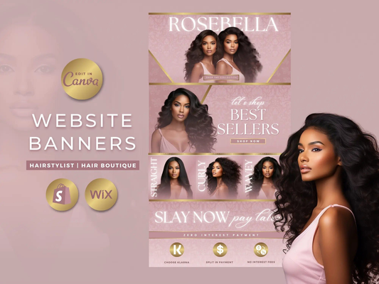 Rose Gold Hair Website Banners Template