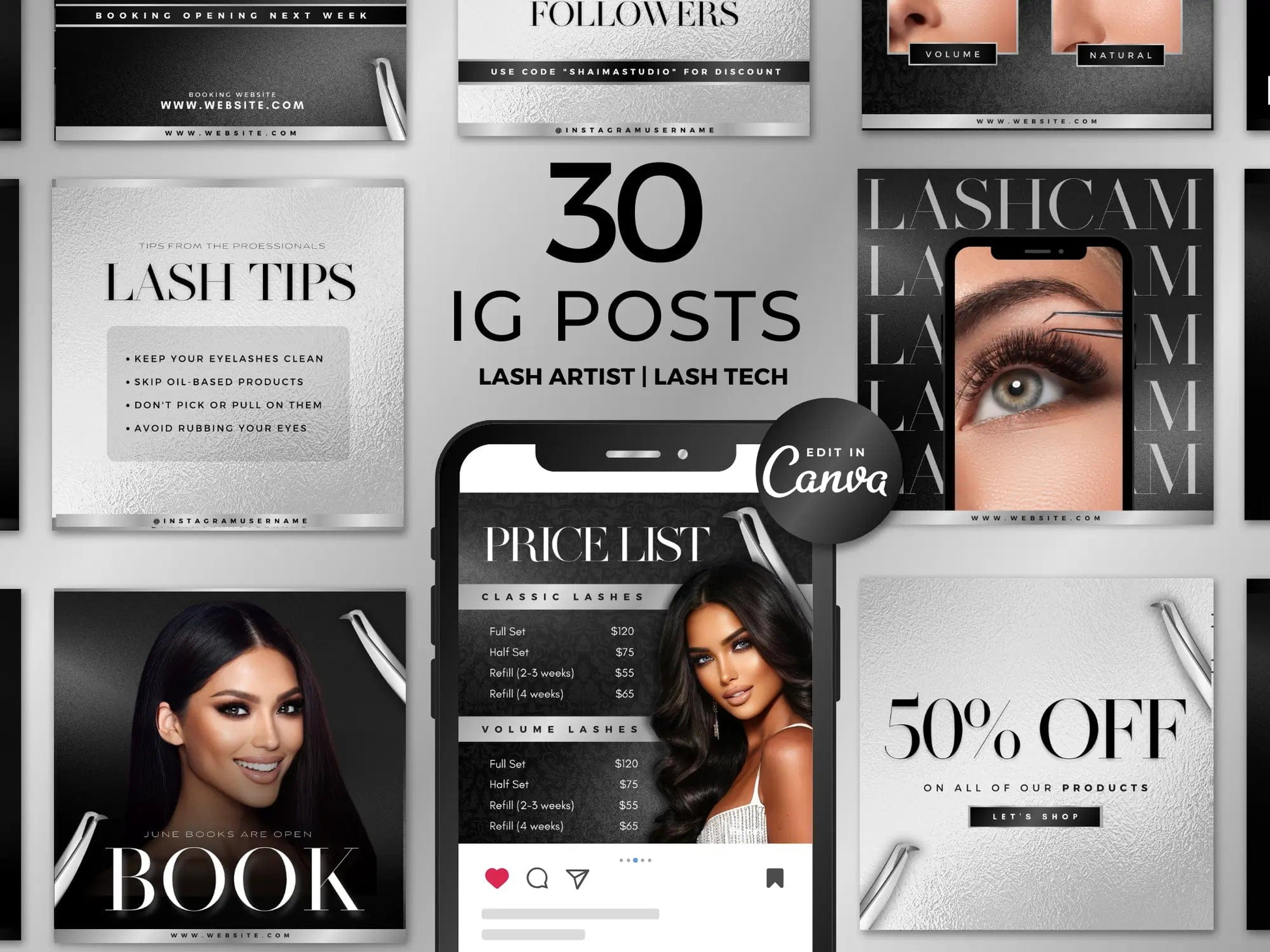 Silver Lash Tech Instagram Kit - Shaima Studio