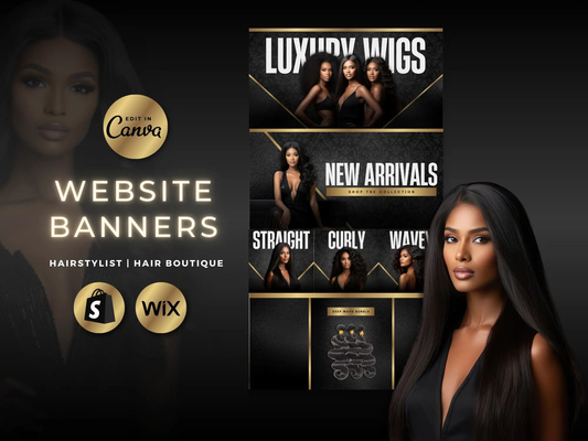 Gold & Black Hair Website Banners Template