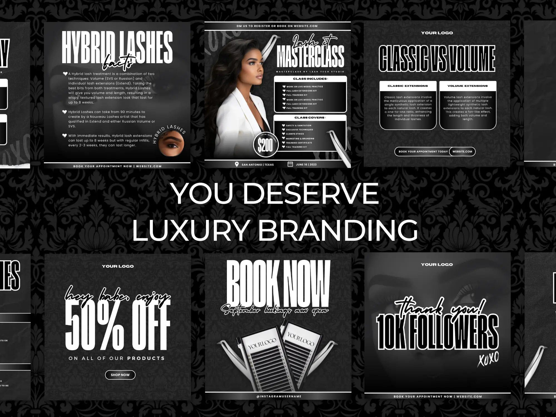 Black & White Lash Tech Instagram Kit - Shaima Studio