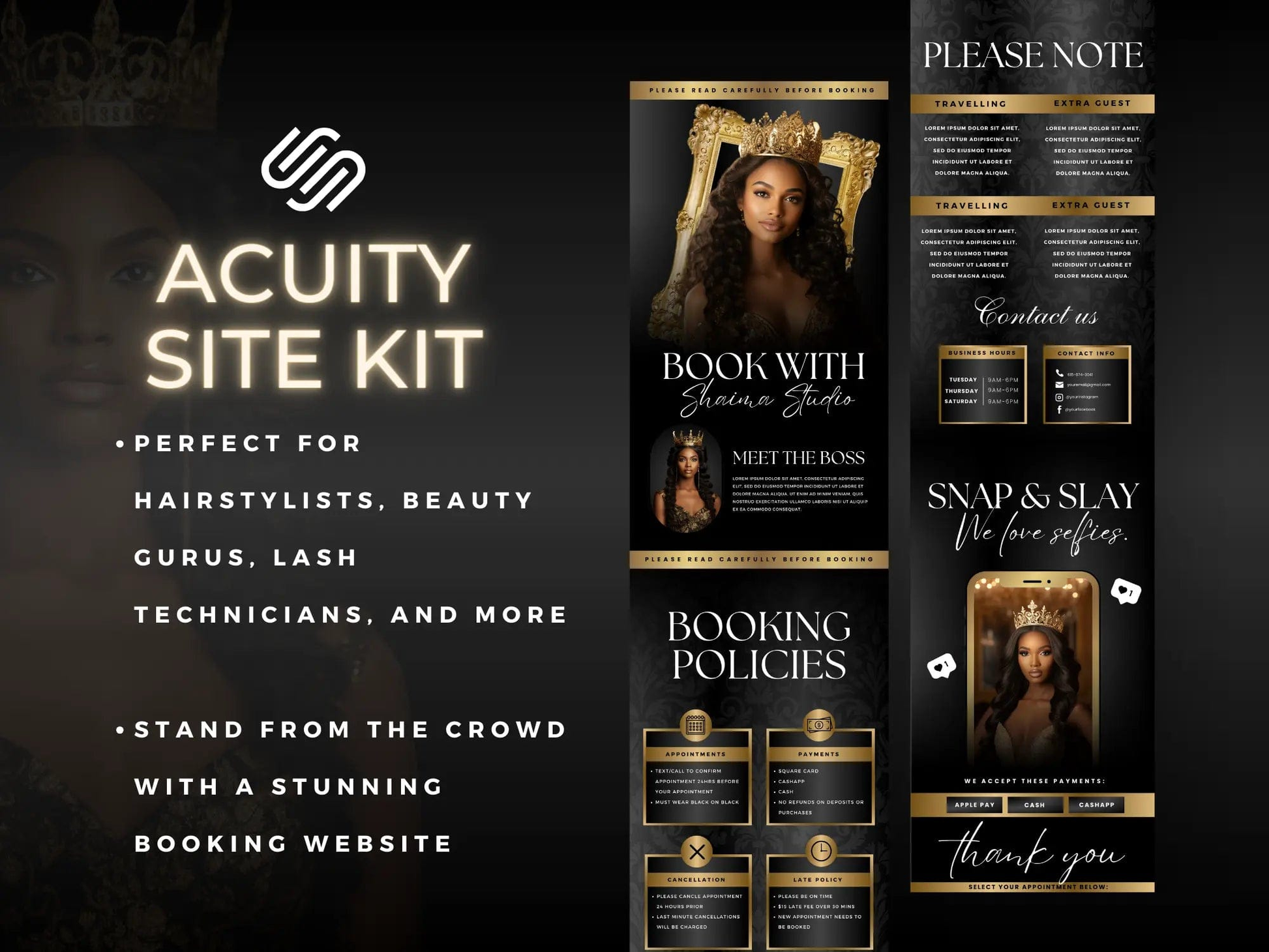 Gold & Black Acuity Scheduling Site - Shaima Studio