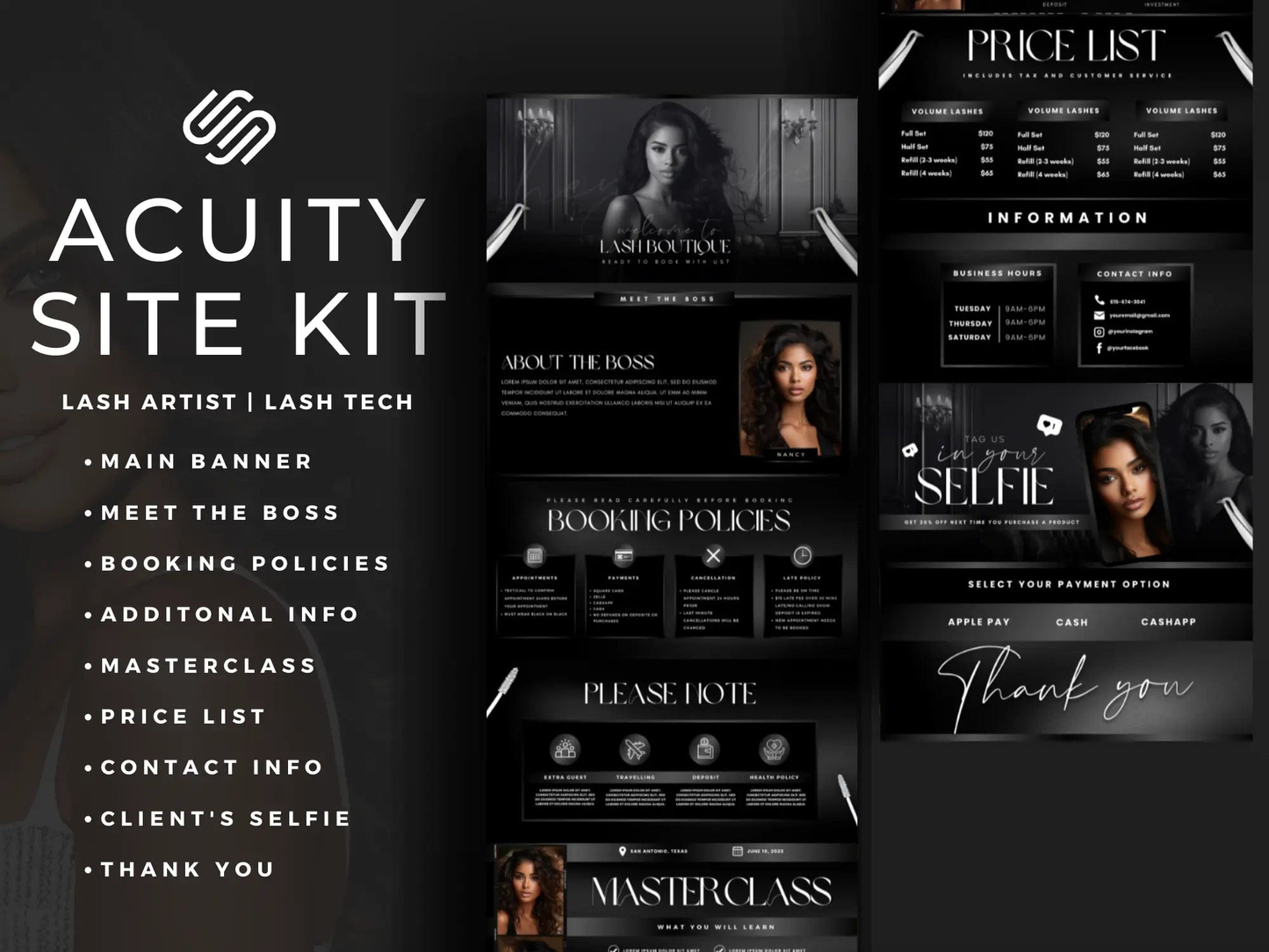 Black Lash Tech Acuity Scheduling Site - Shaima Studio