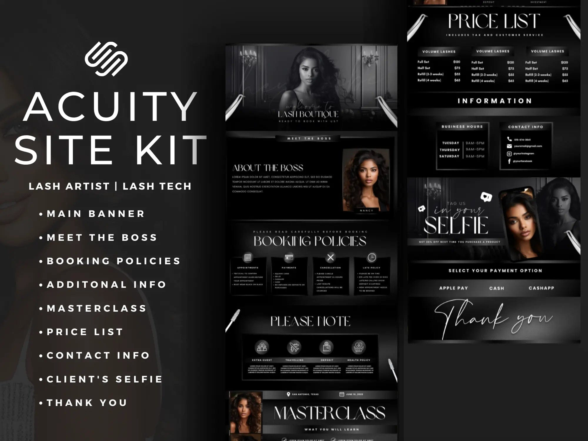 Black Lash Tech Acuity Scheduling Site - Shaima Studio