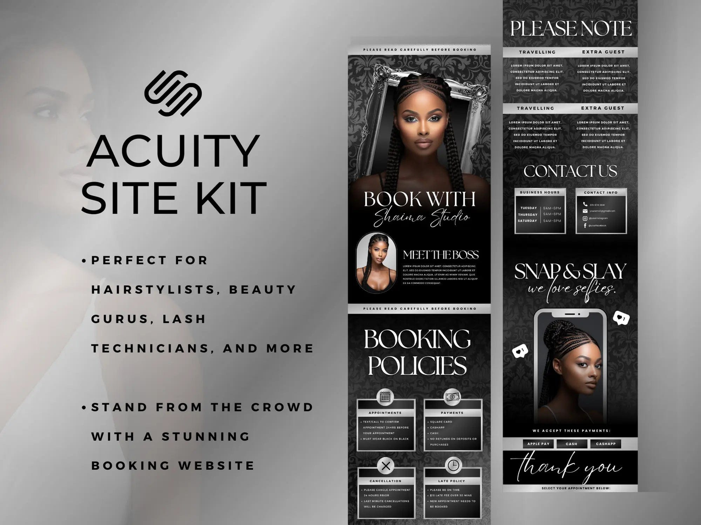 Silver & Black Acuity Scheduling Site - Shaima Studio