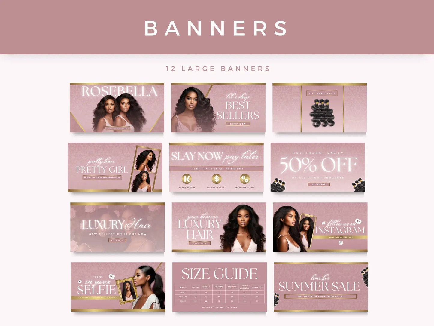 Rose Gold Hair Website Banners Design