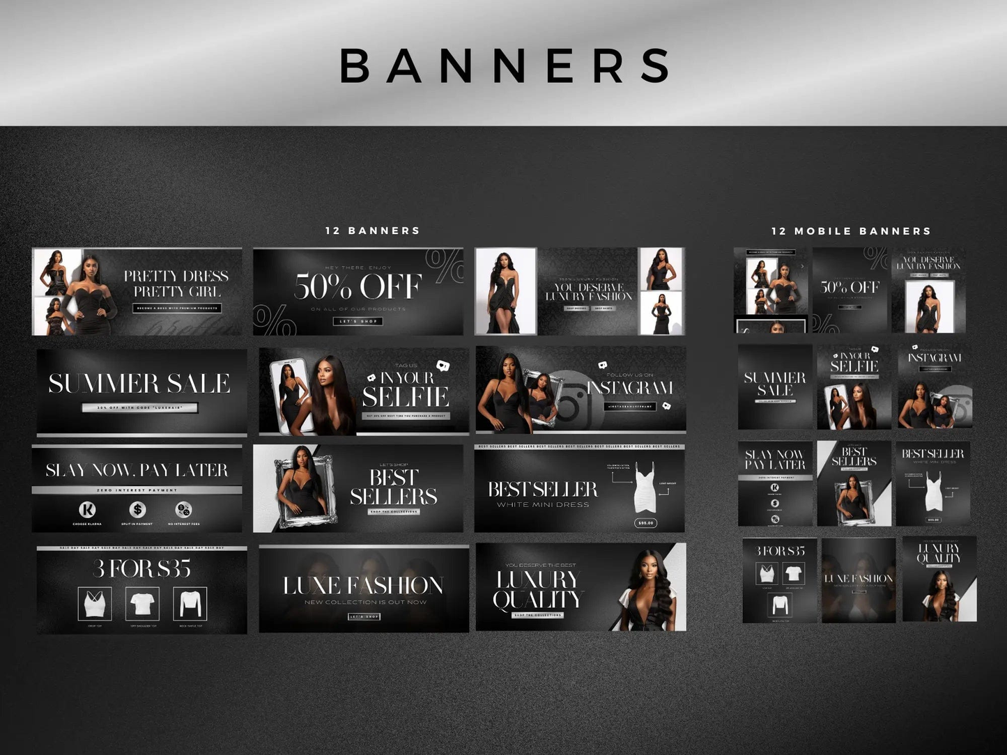 Black & Silver Fashion Website Banners Design