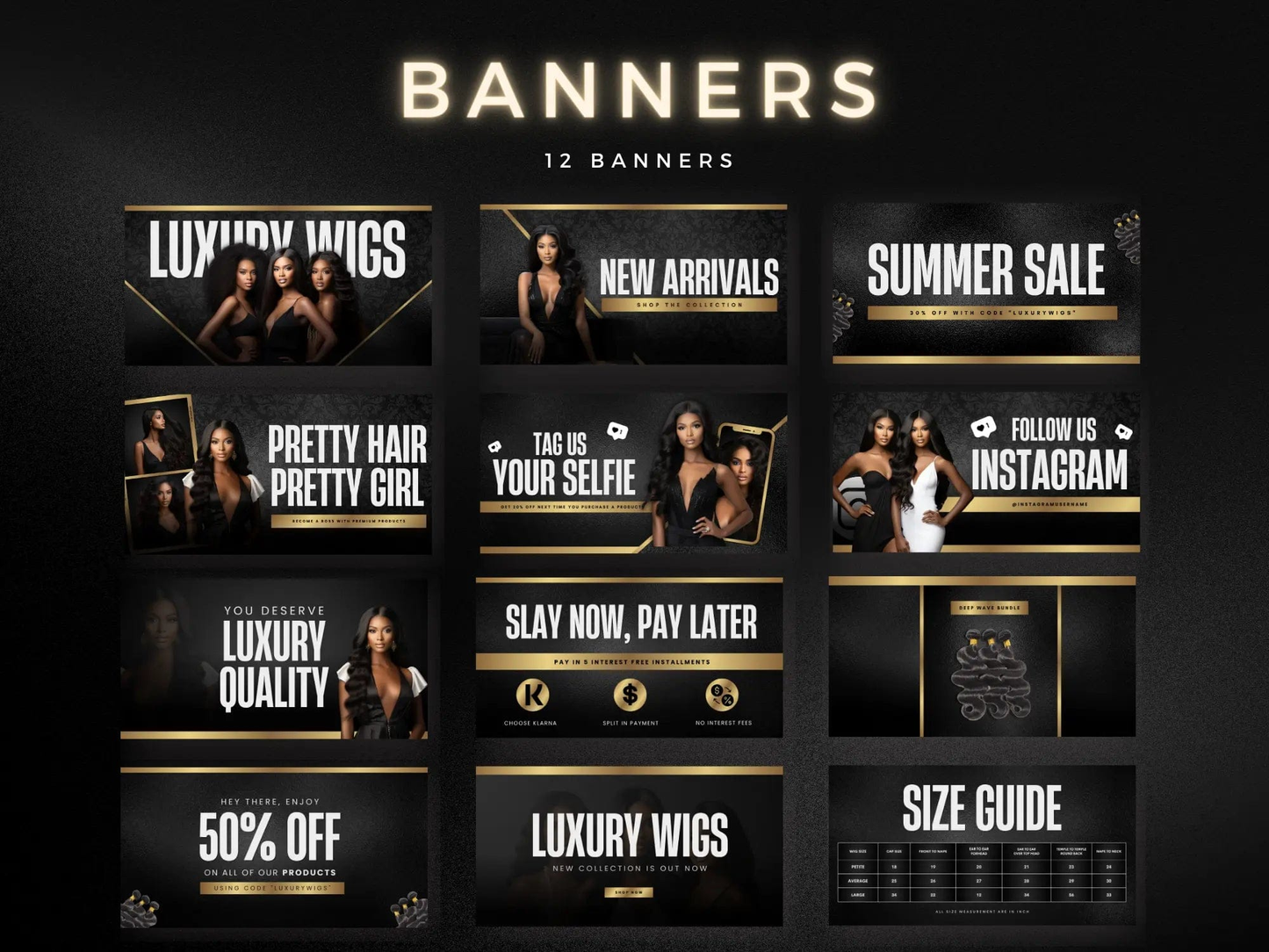 Gold & Black Hair Website Banners Design