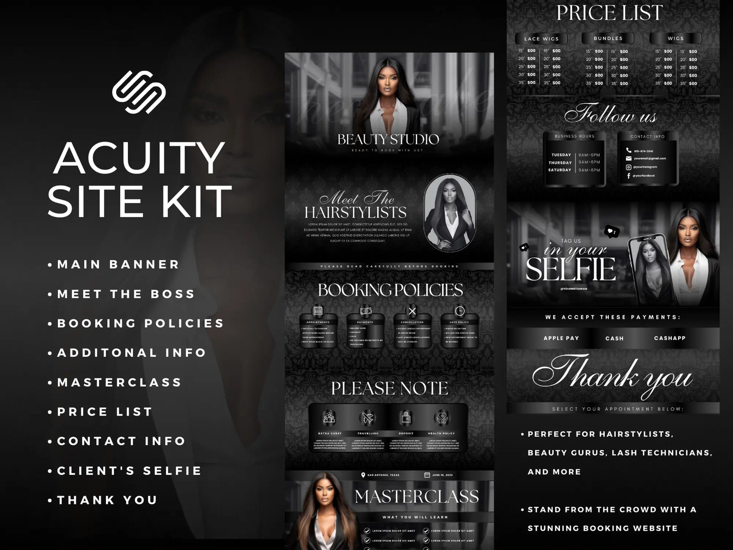 Black Luxury Acuity Scheduling Site - Shaima Studio