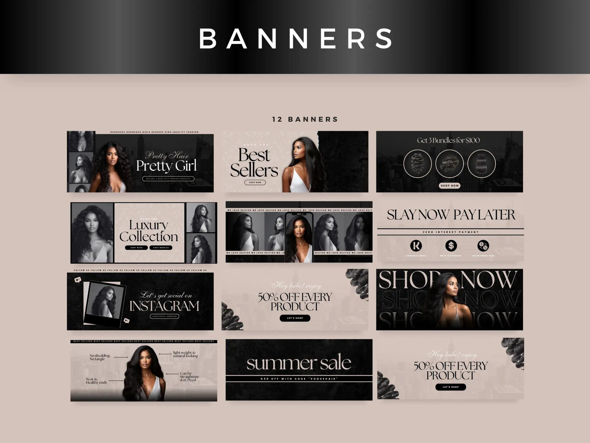 Beige Hair Web Banners Design