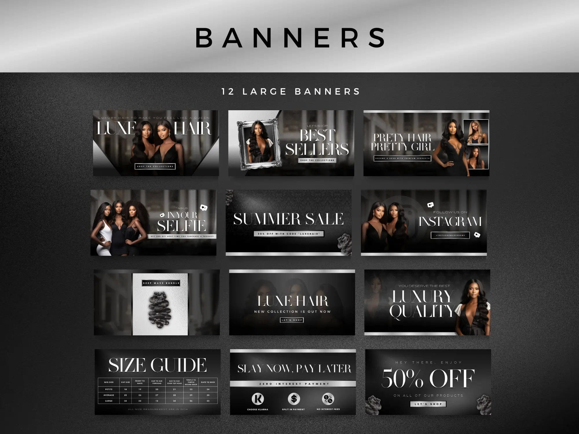 Luxury Silver Hair Website Banners Design