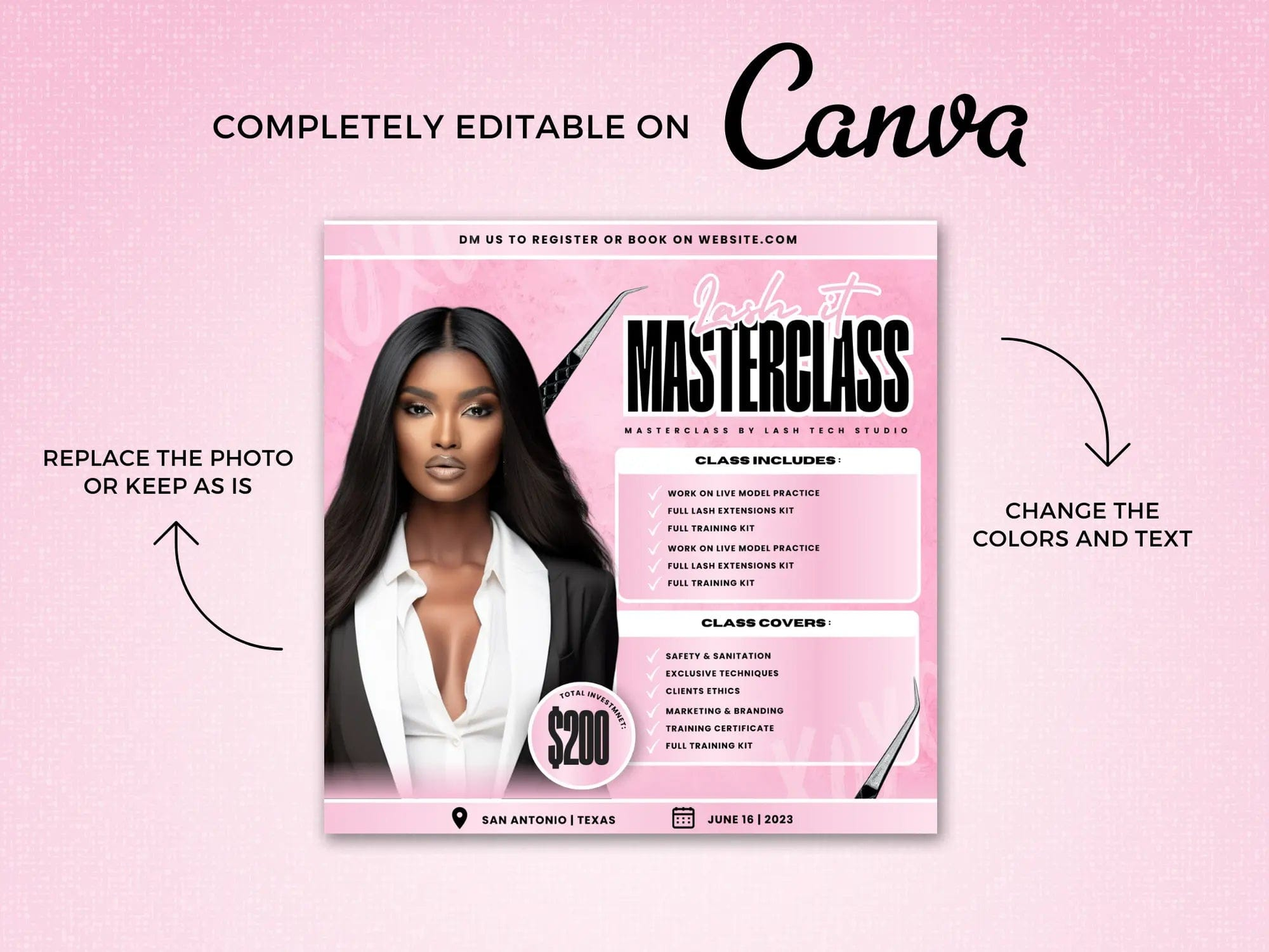 Pastel Pink Lash Class Template Flyer - Shaima Studio