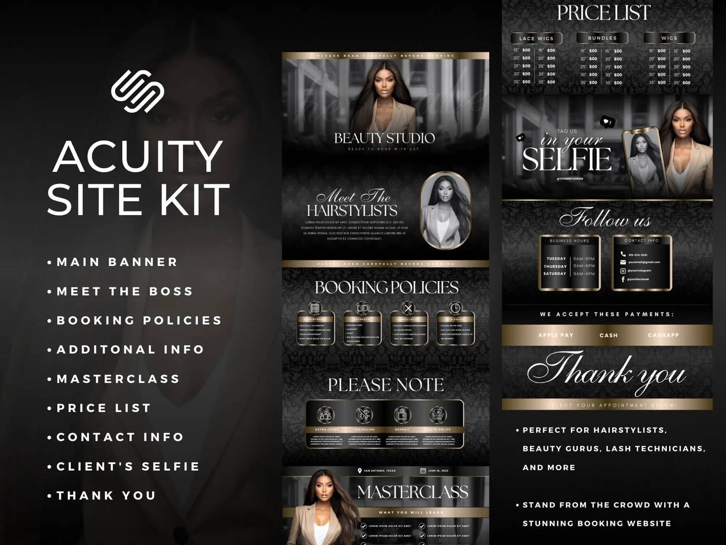 Black & Gold Acuity Scheduling Site - Shaima Studio