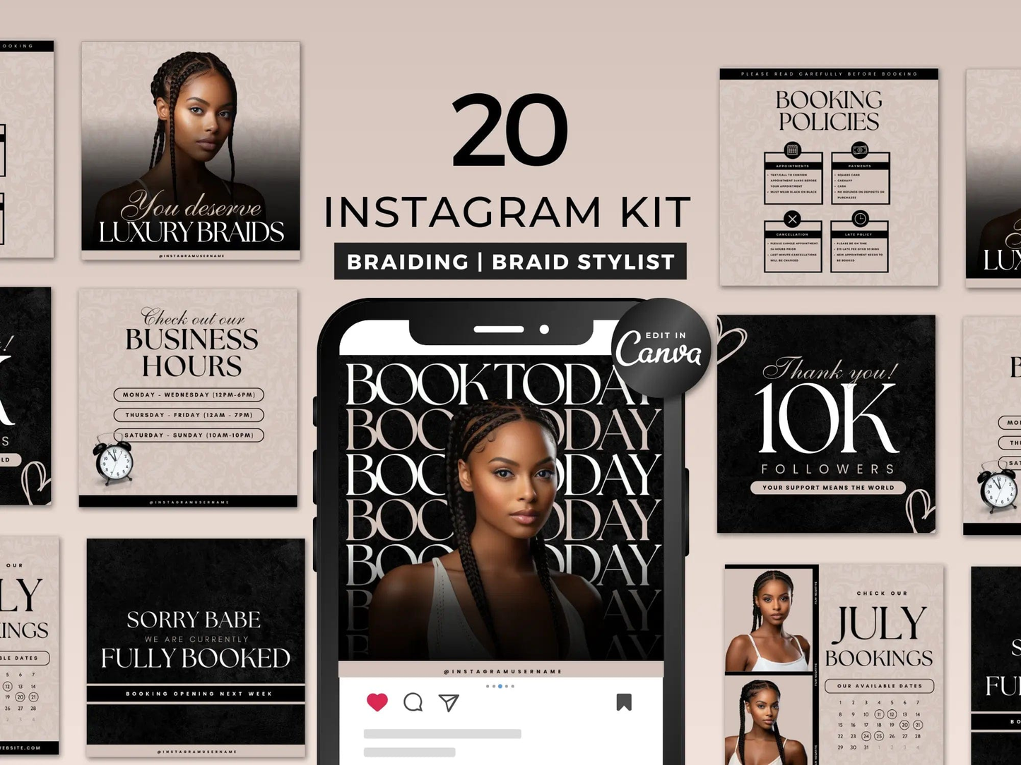 Beige Braiding Instagram Kit - Shaima Studio