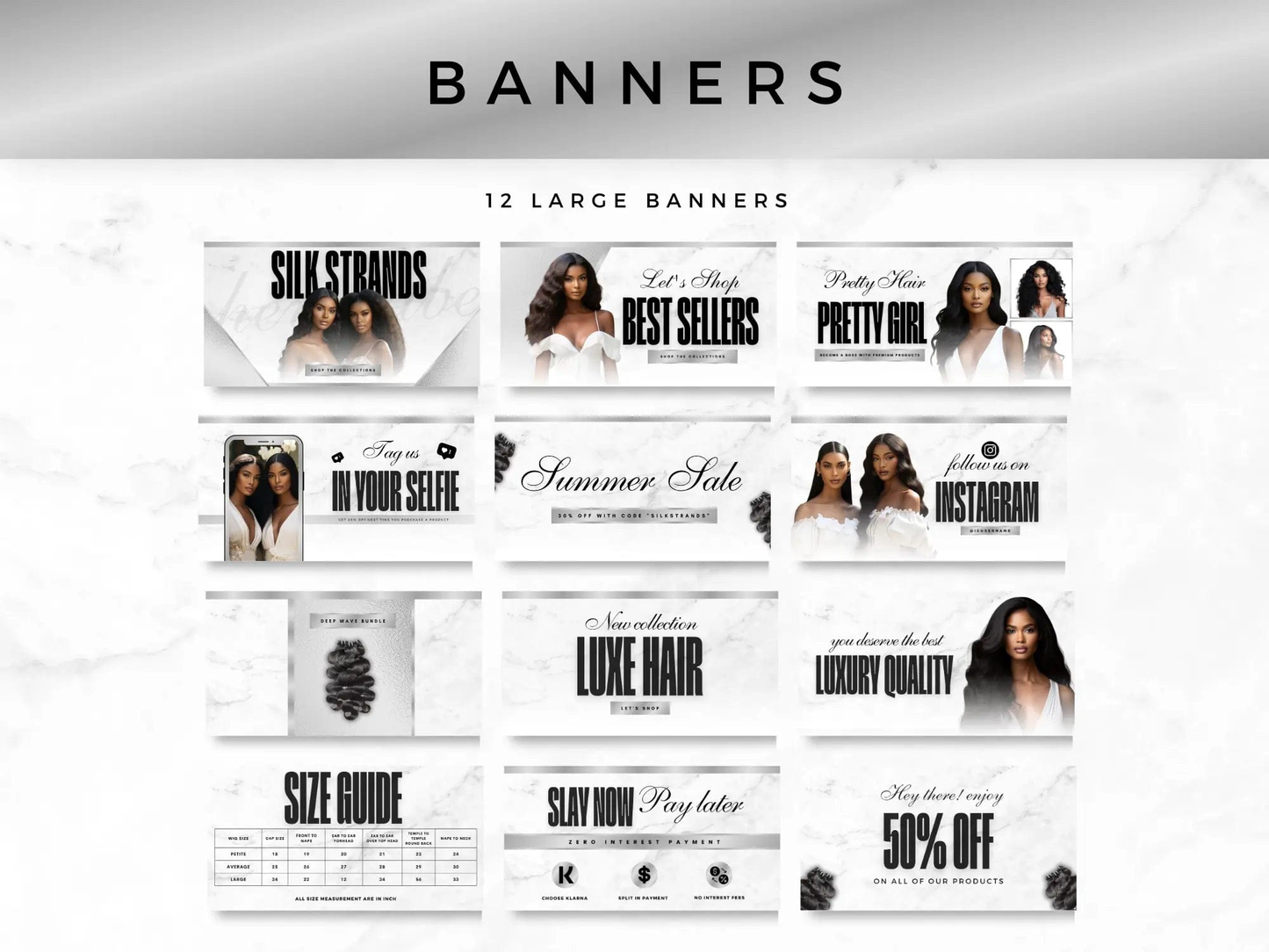 Silver & White Hair Website Banners Design