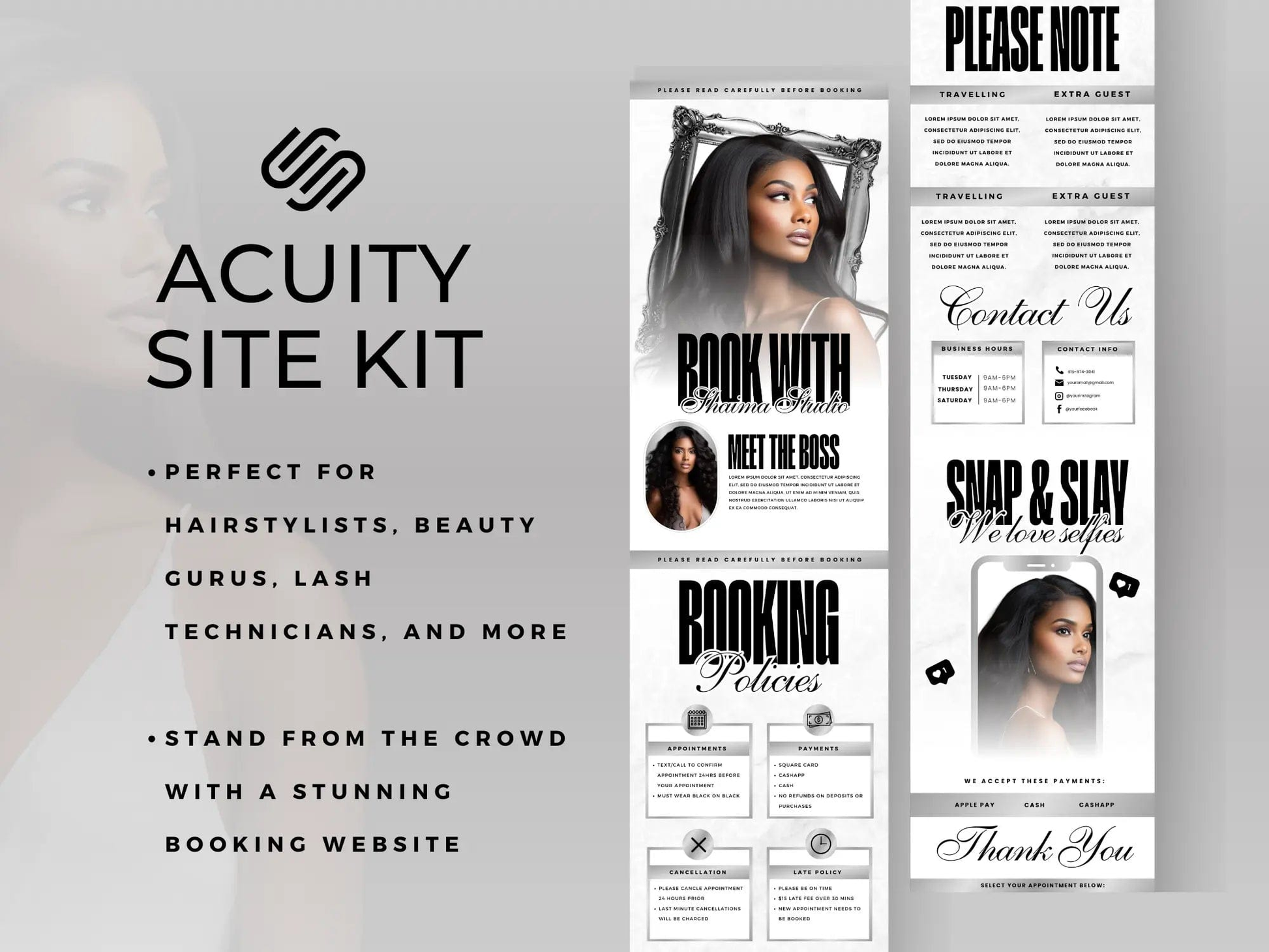 Silver & White Acuity Scheduling Site - Shaima Studio