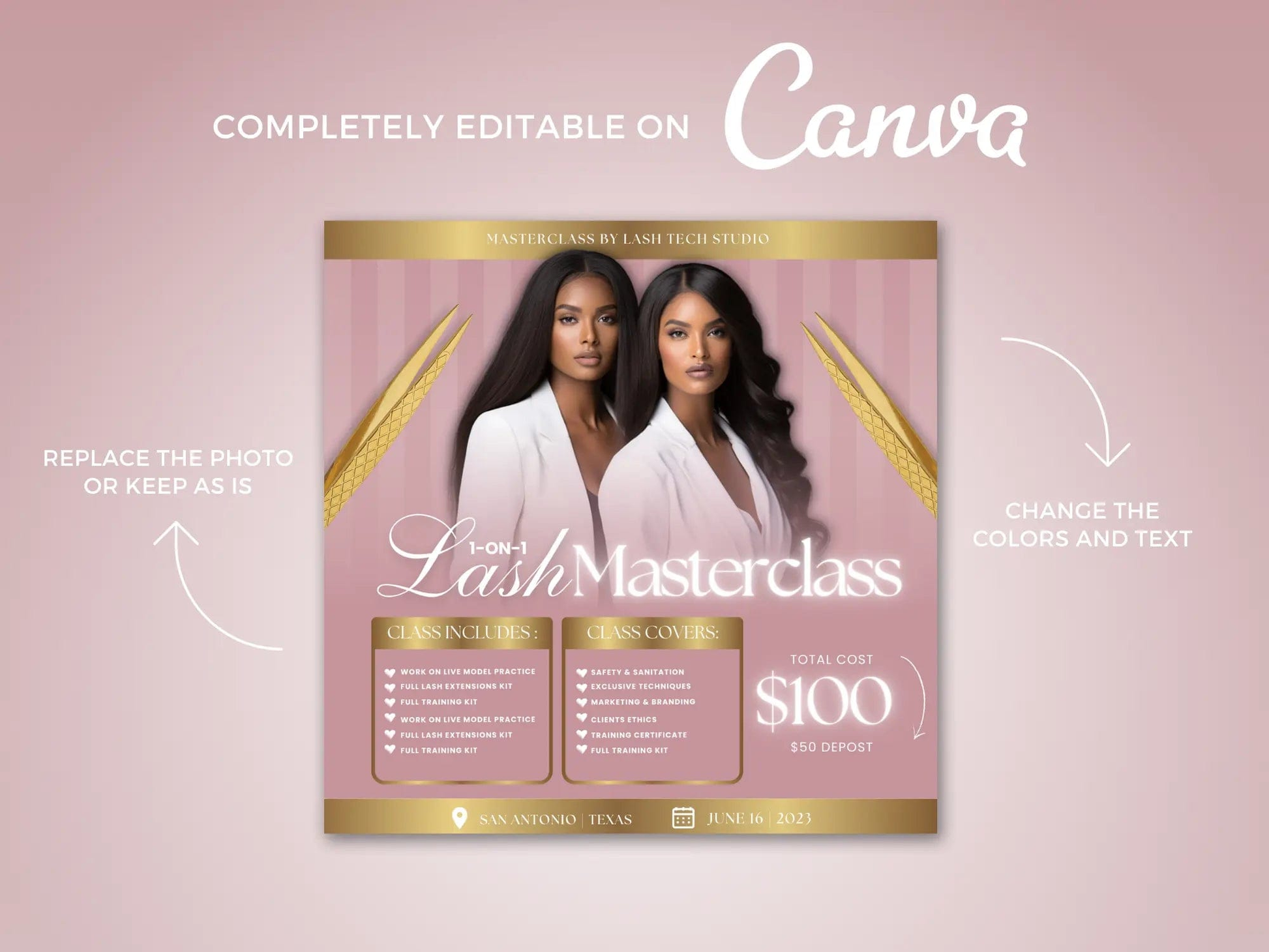 Rose Gold Lash Class Flyer - Shaima Studio