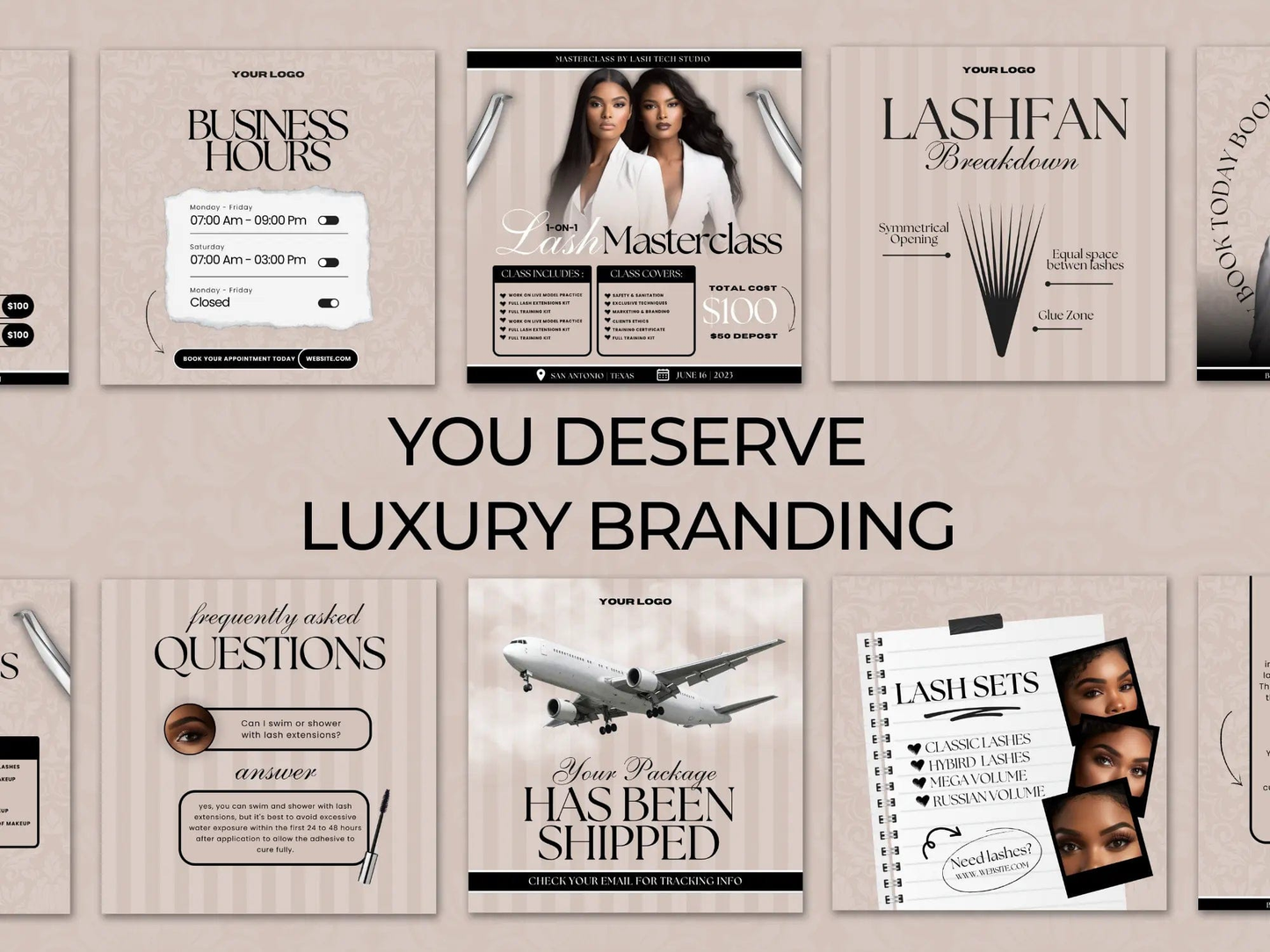 Beige Lash Tech Instagram Kit - Shaima Studio