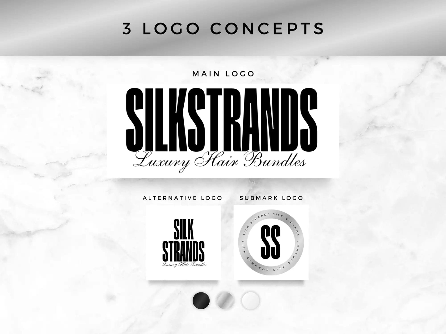 Silver & White Luxury Hair Branding Kit - Shaima Studio