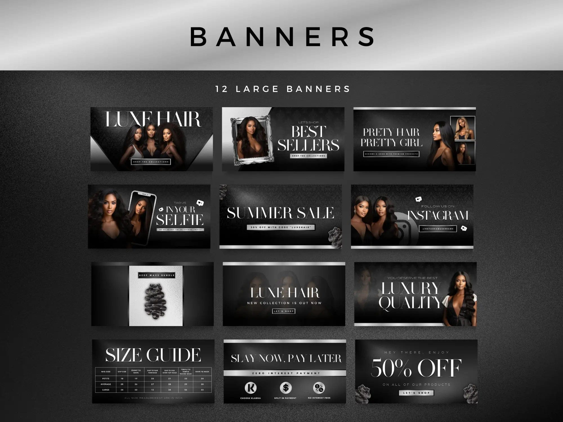 Black & Silver Hair Website Banners Design