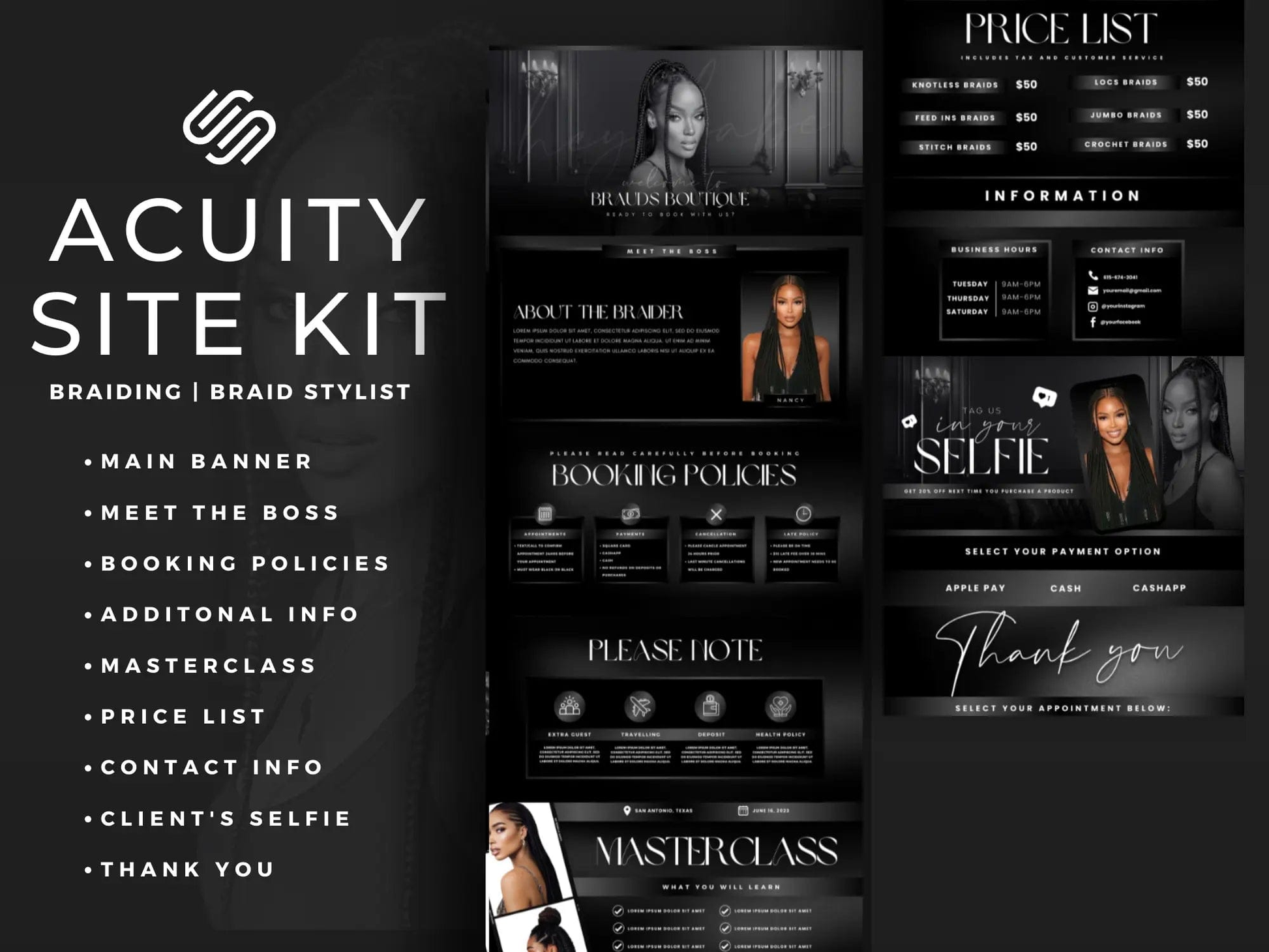 Black Braiding Acuity Scheduling Site - Shaima Studio