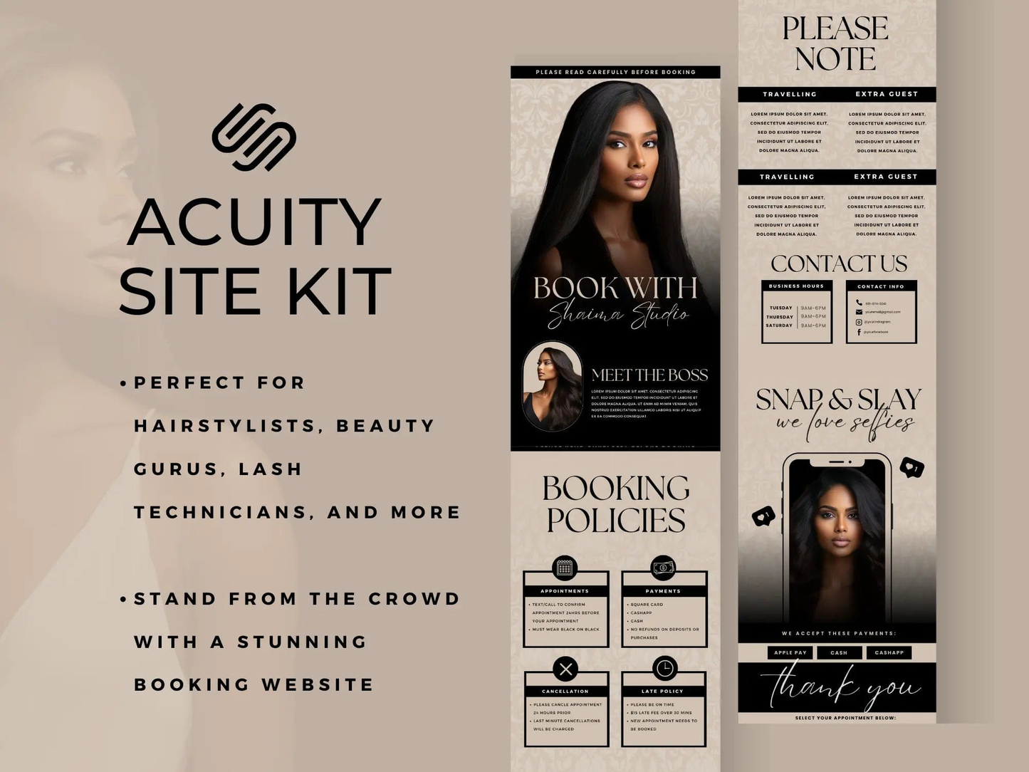 Beige & Black Acuity Scheduling Template - Shaima Studio