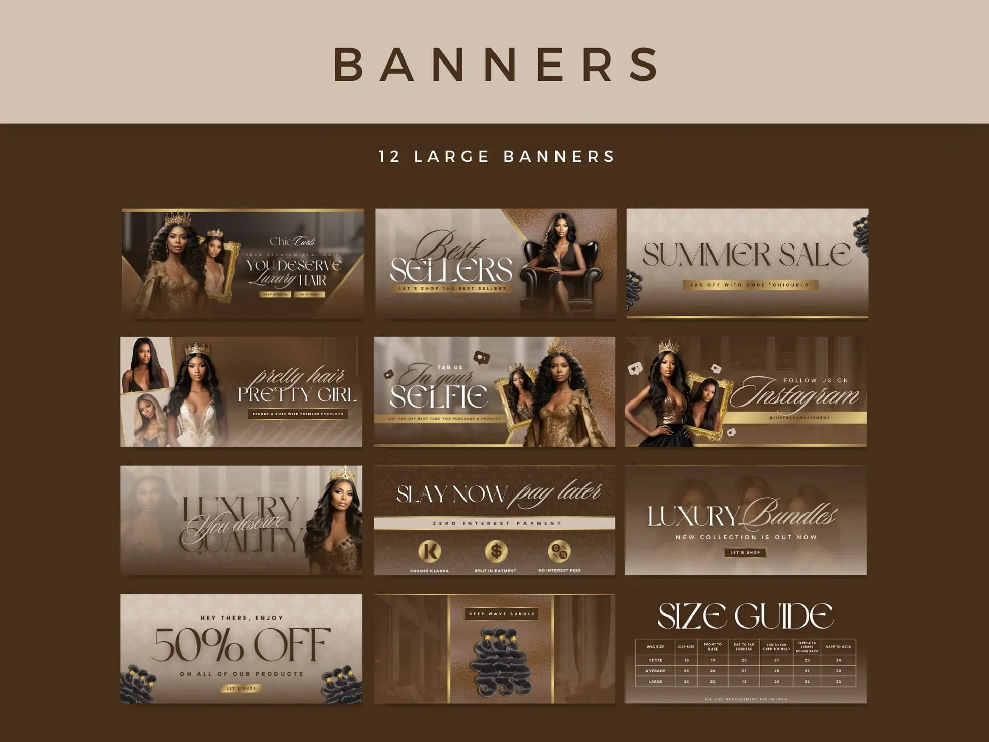 Brown & Gold Hair Website Banners Design