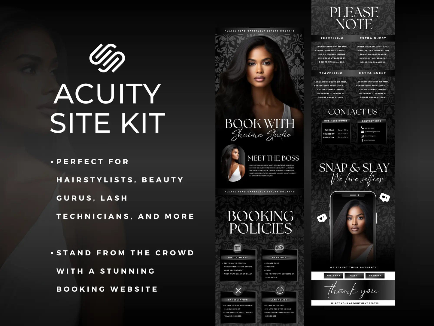 Black Classy Acuity Scheduling Template - Shaima Studio