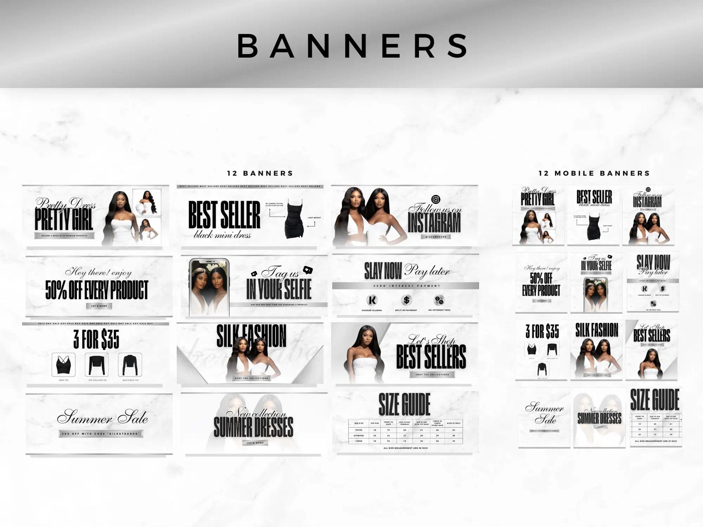 White & Silver Fashion Website Banners Design