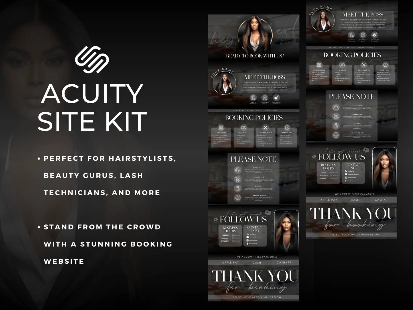 Minimal Black Acuity Scheduling Site - Shaima Studio