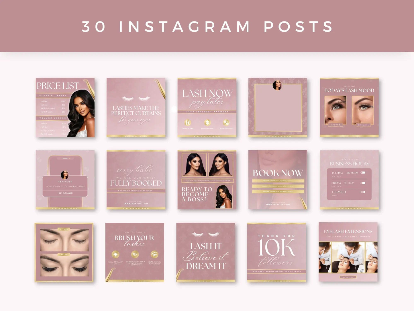 Rose Lash Tech Instagram Kit - Shaima Studio