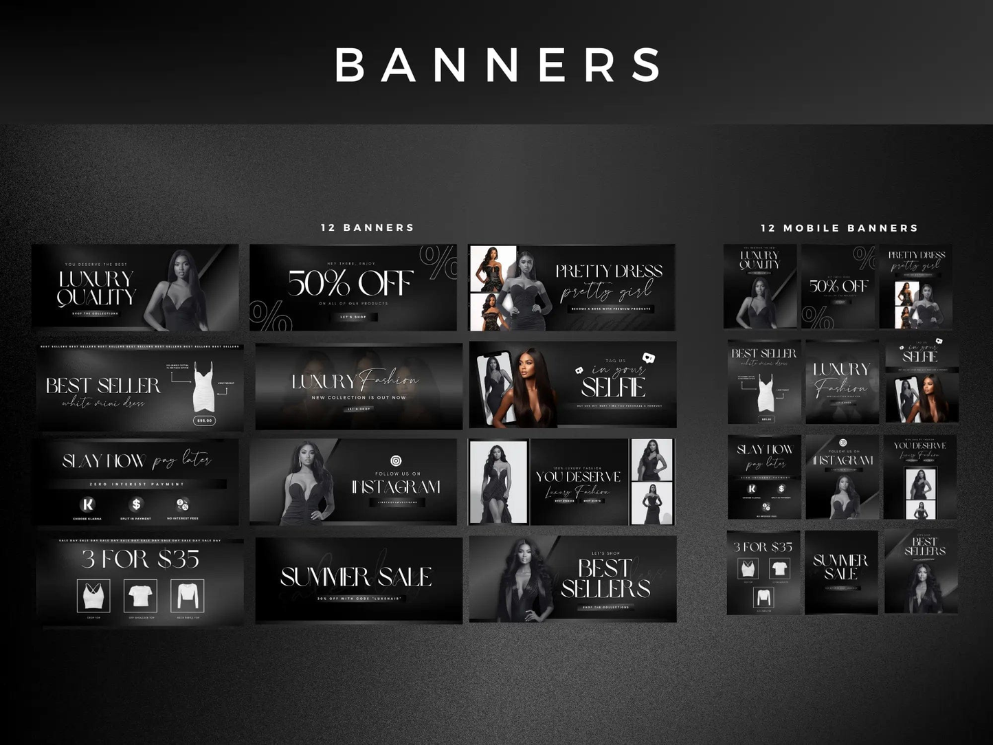 Black & White Fashion Website Banners Design