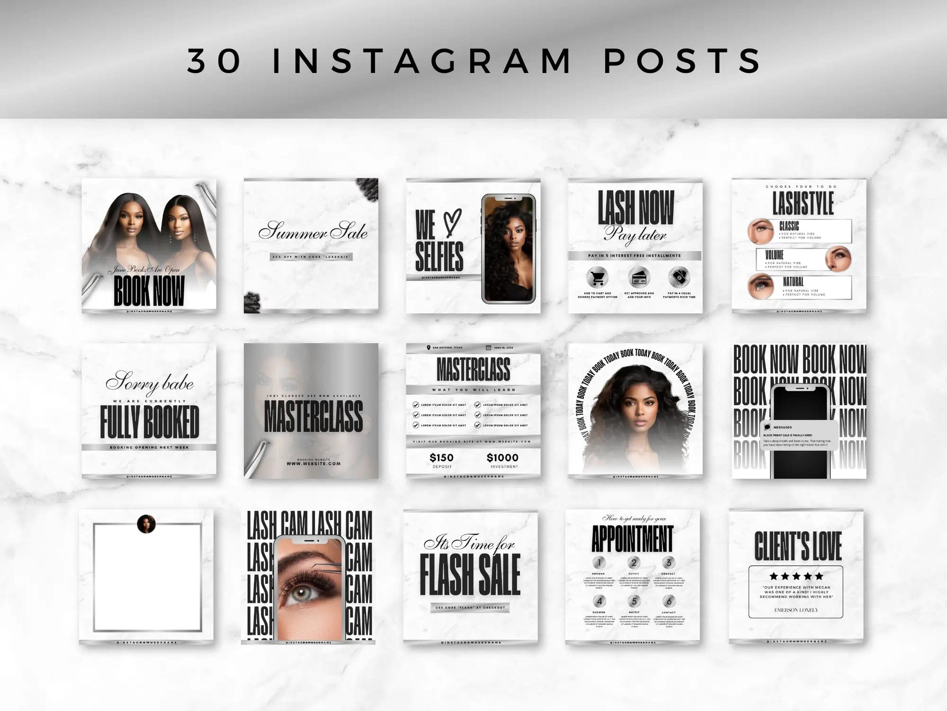 Silver & White Lash Tech Instagram Kit - Shaima Studio