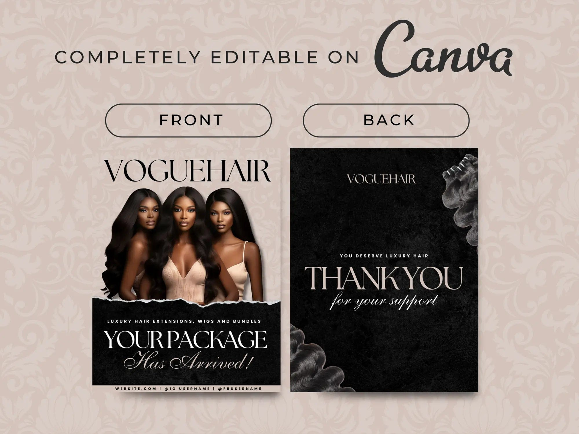 Beige Wig PolyMailer Box - Shaima Studio