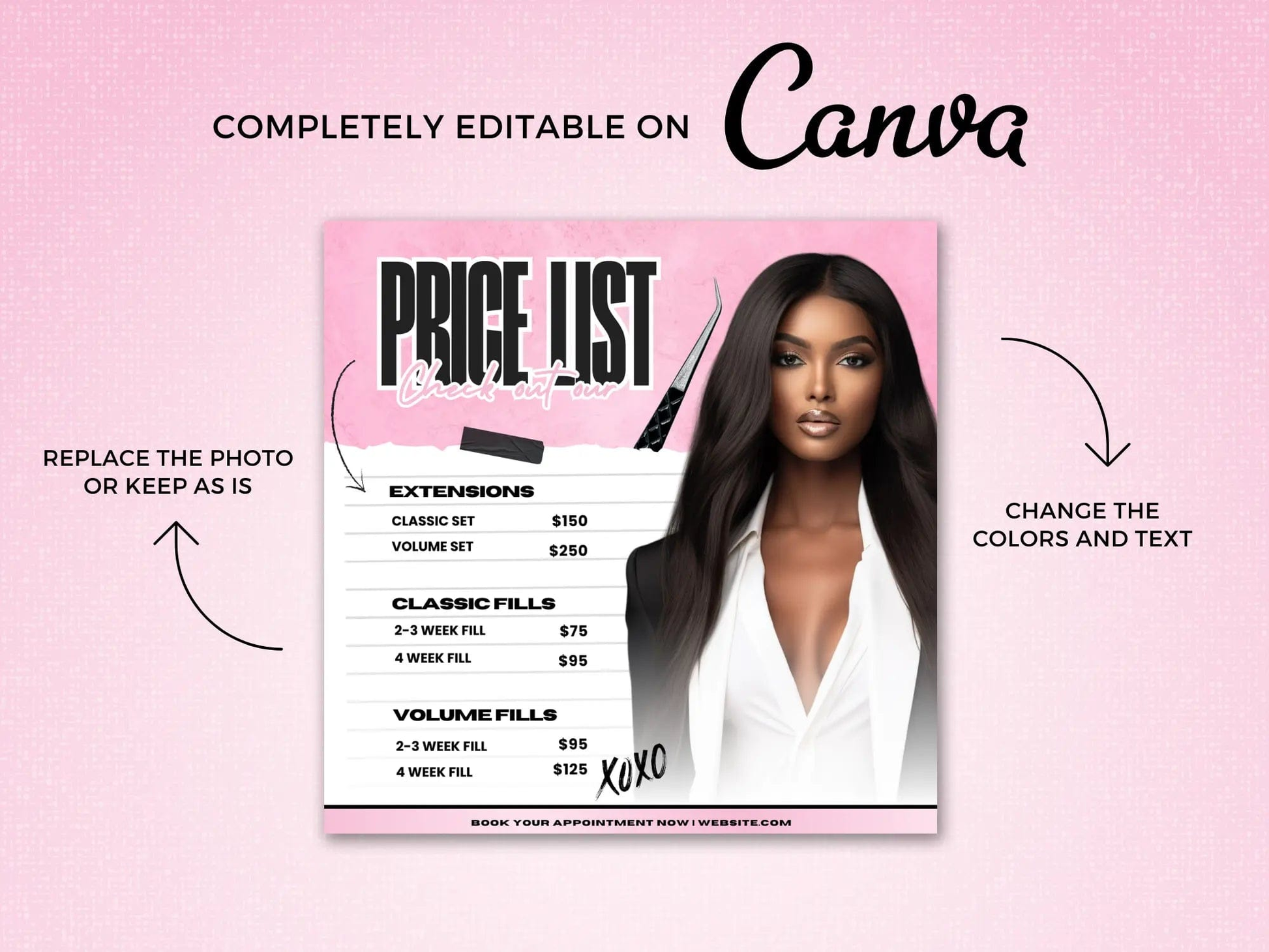Editable Lash Extension Price List CanvaTemplate