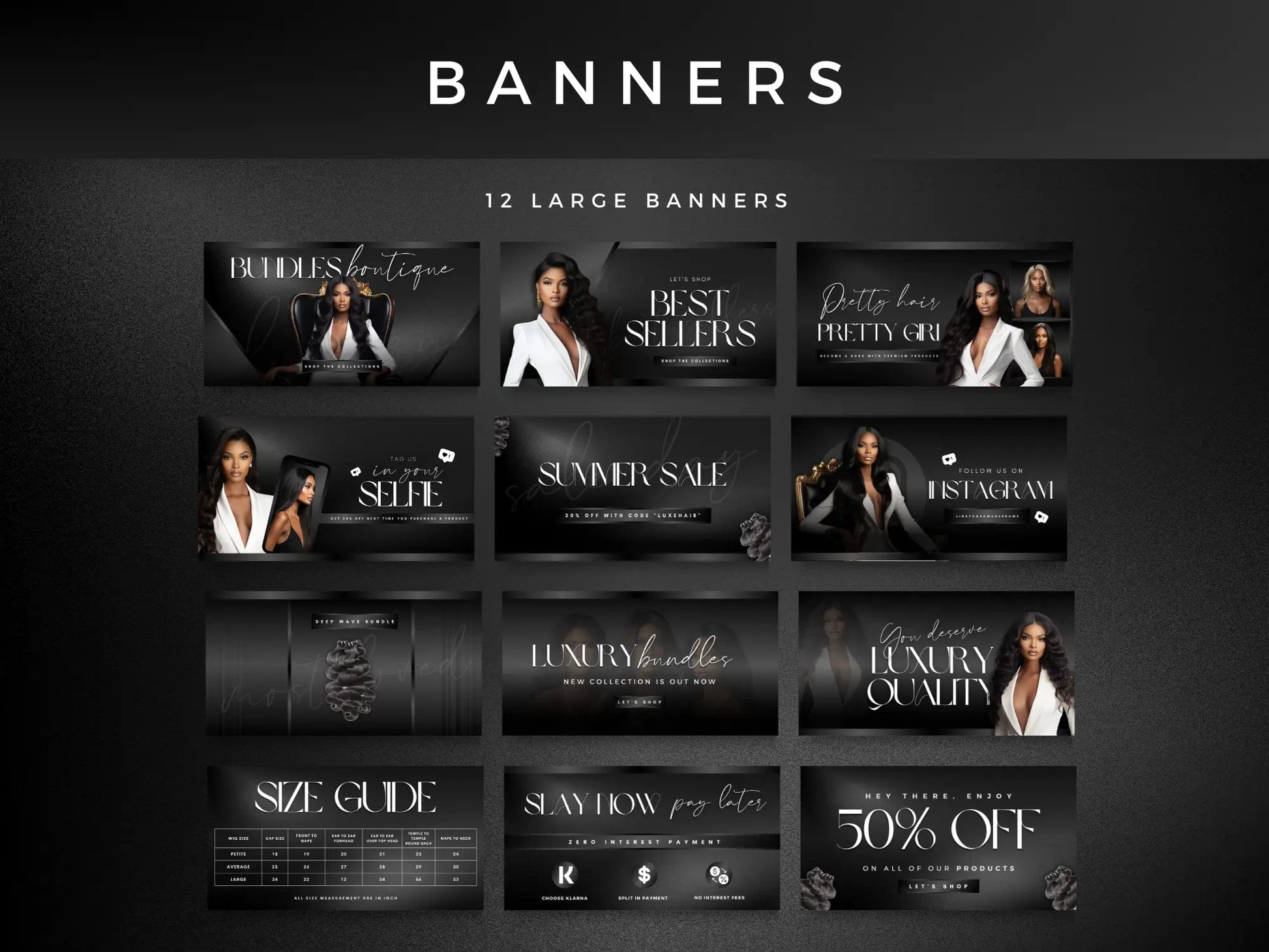 Classy Black Hair Website Banners Design
