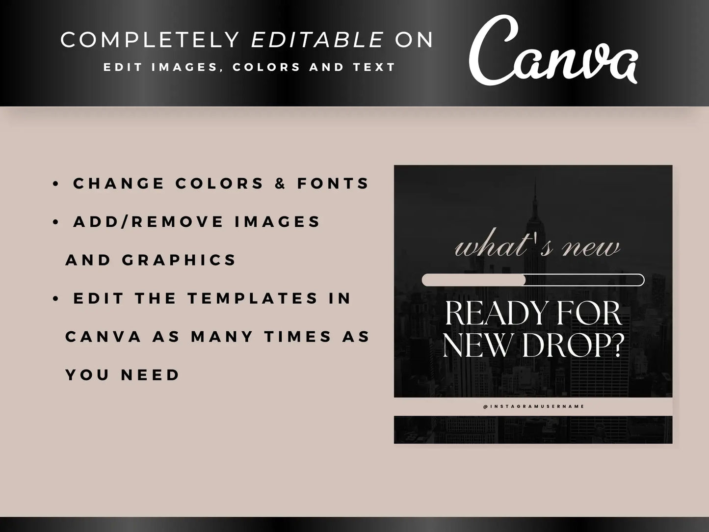 30 Beige Fashion Instagram Kit editable on canva
