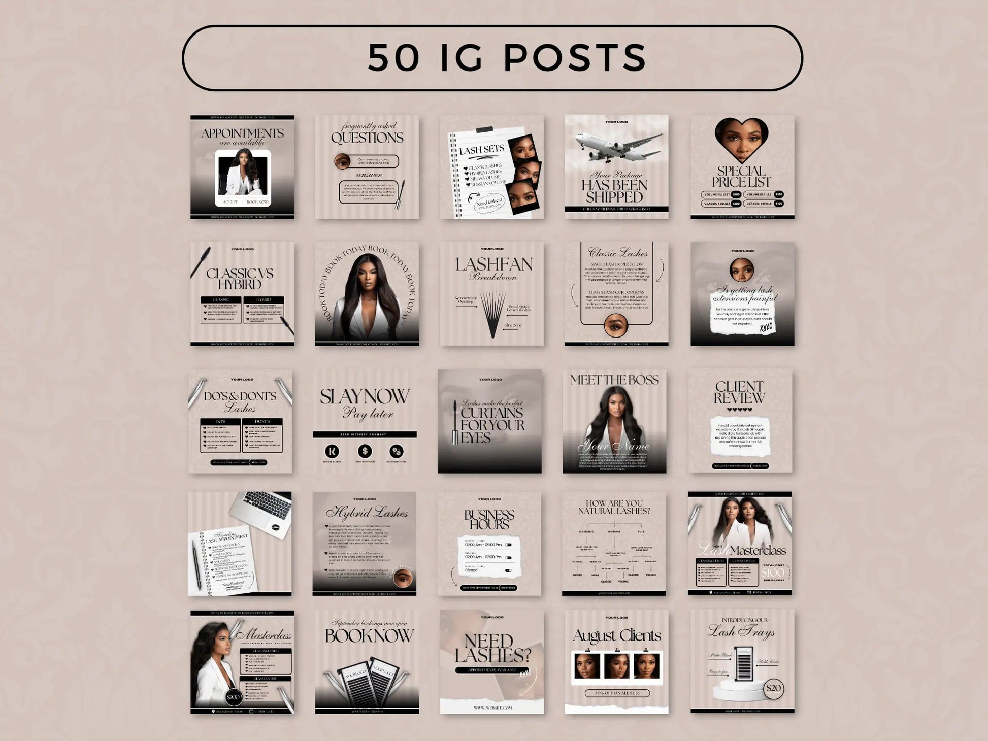 Beige Lash Tech Instagram Kit - Shaima Studio