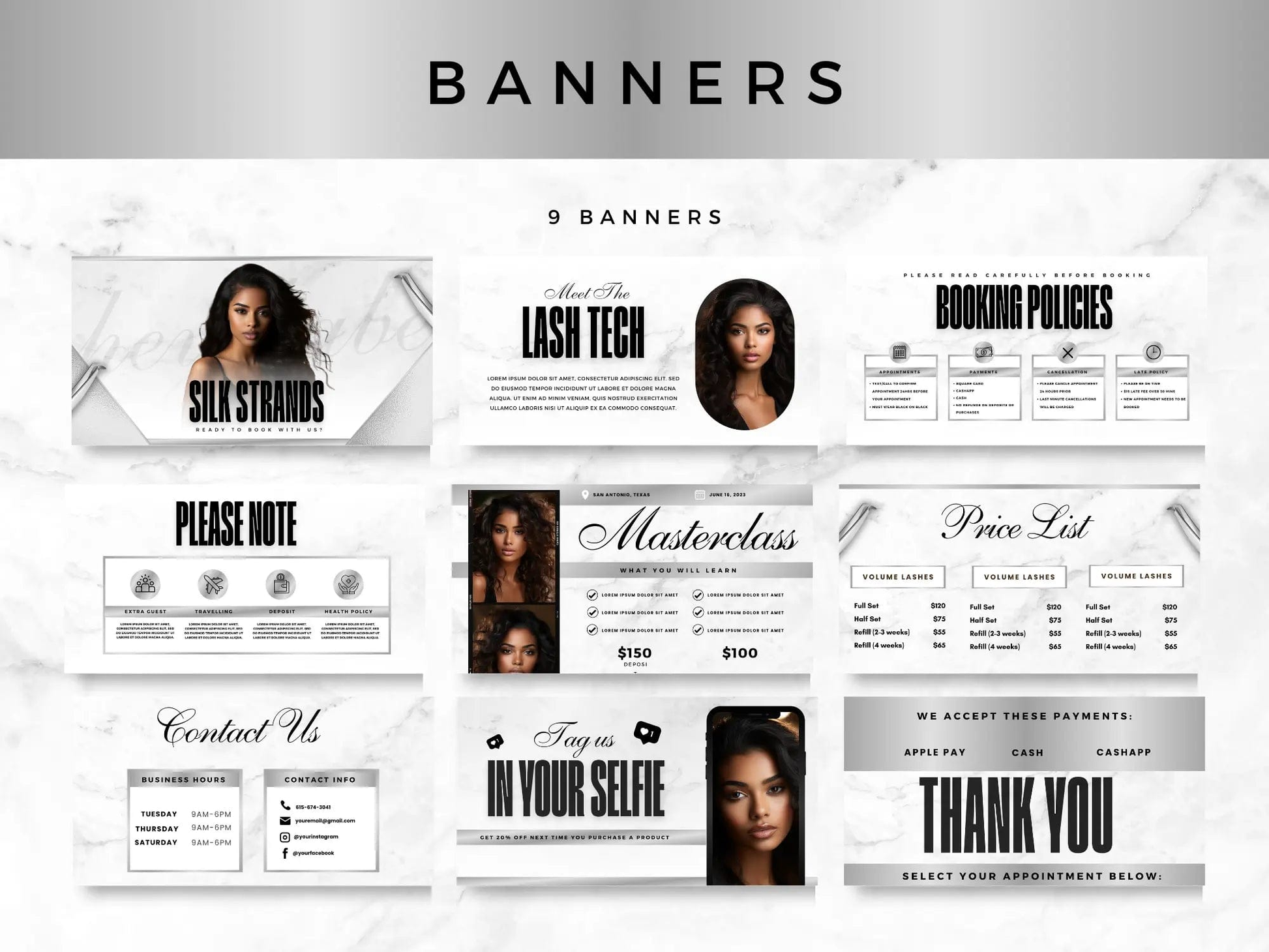 Silver & White Lash Tech Acuity Scheduling Site - Shaima Studio