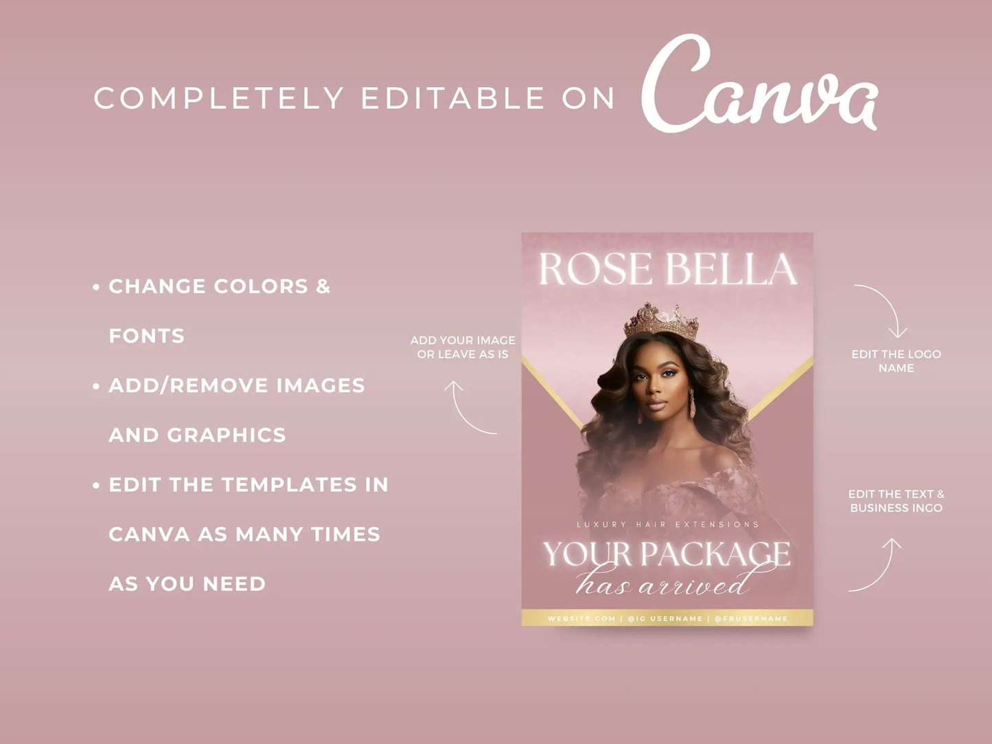 Rose Gold Wig PolyMailer Box - Shaima Studio