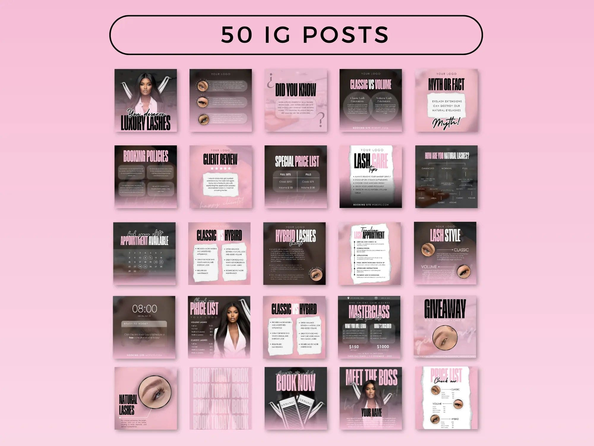 Luxury Pink Lash Tech Instagram Kit - Shaima Studio