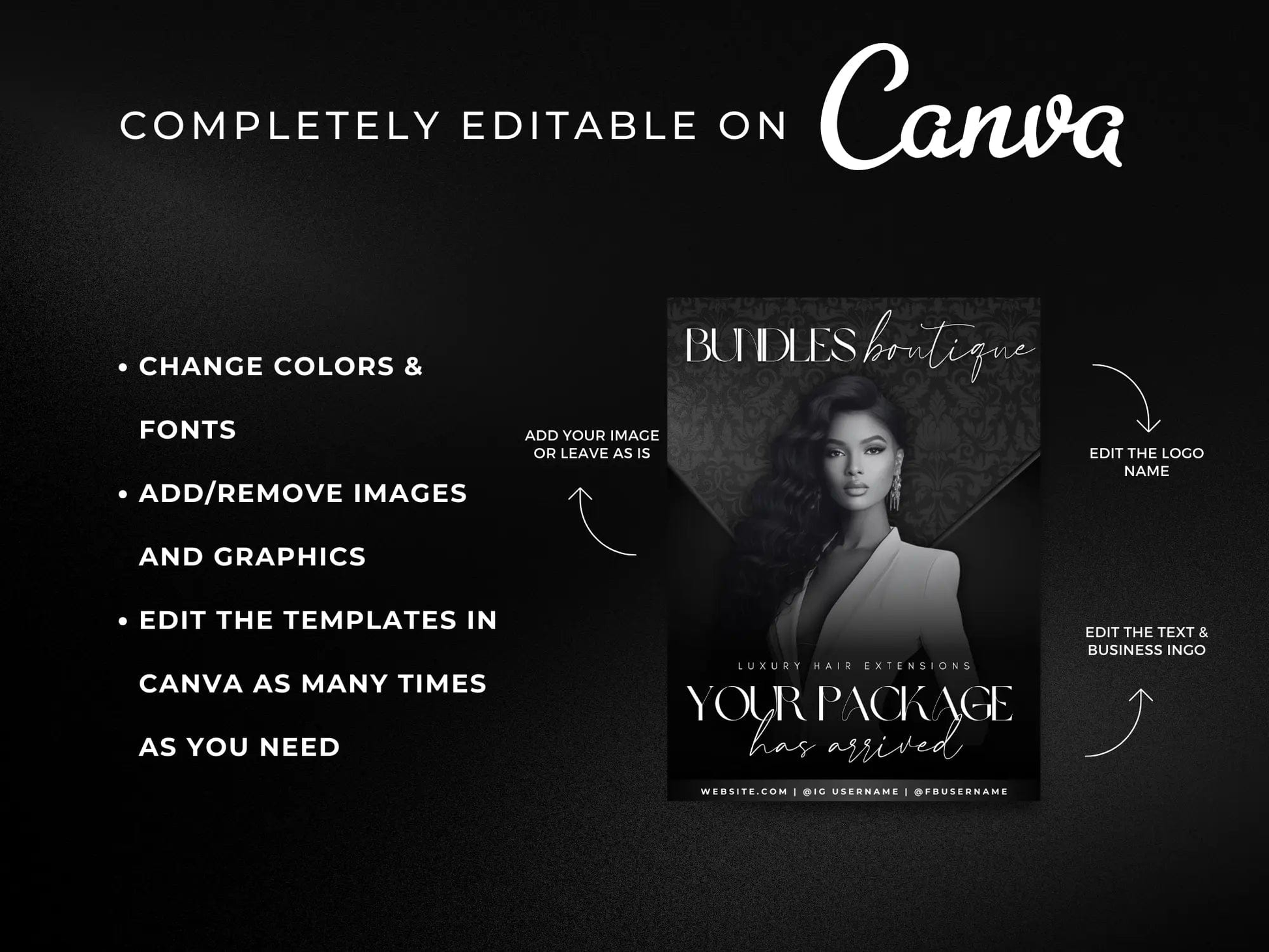 Black Wig PolyMailer Box - Shaima Studio