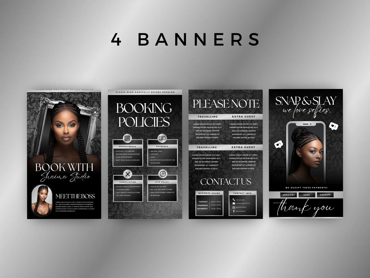 Silver & Black Acuity Scheduling Site - Shaima Studio