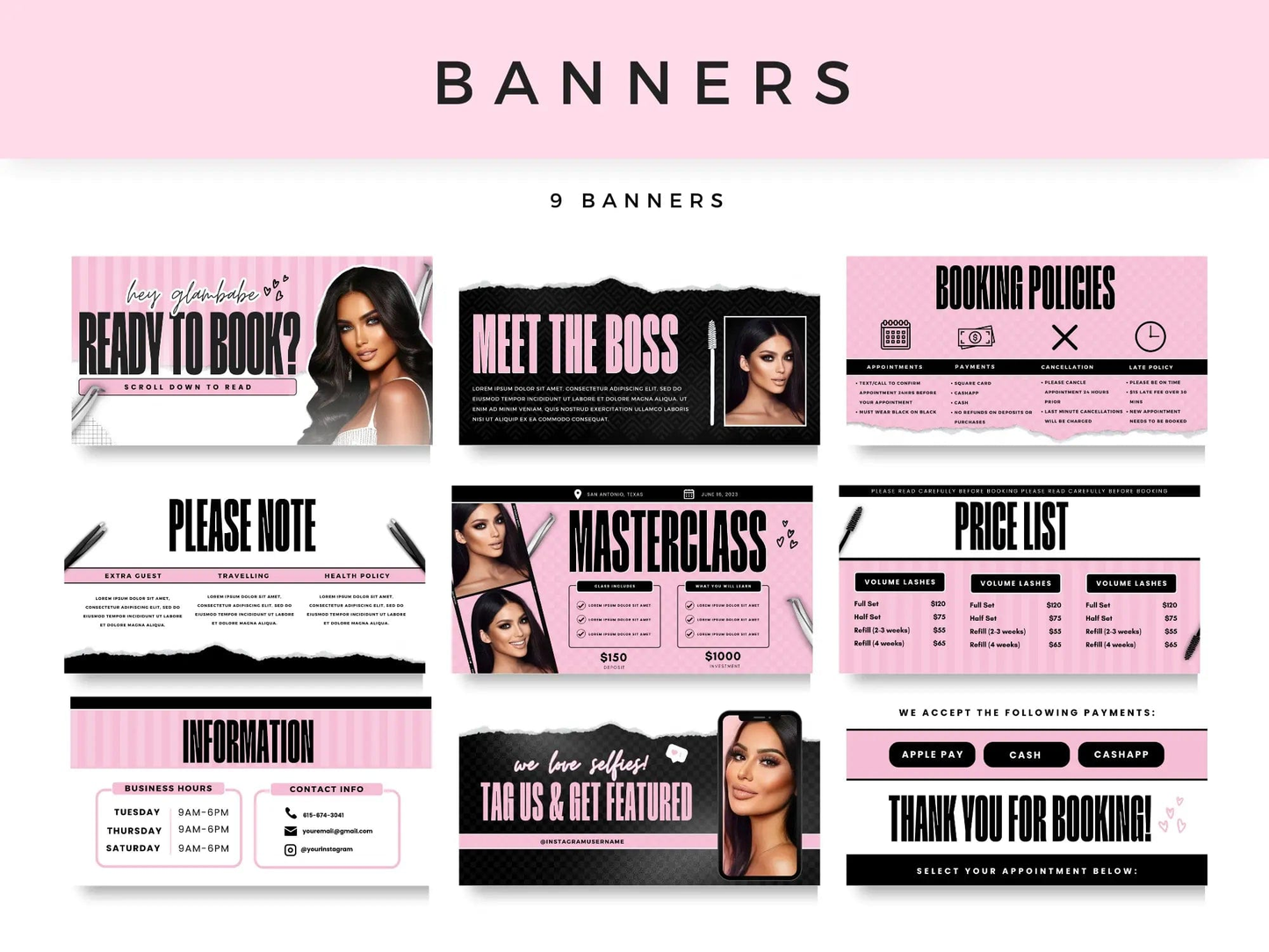 Pink Lash Tech Acuity Scheduling Site - Shaima Studio