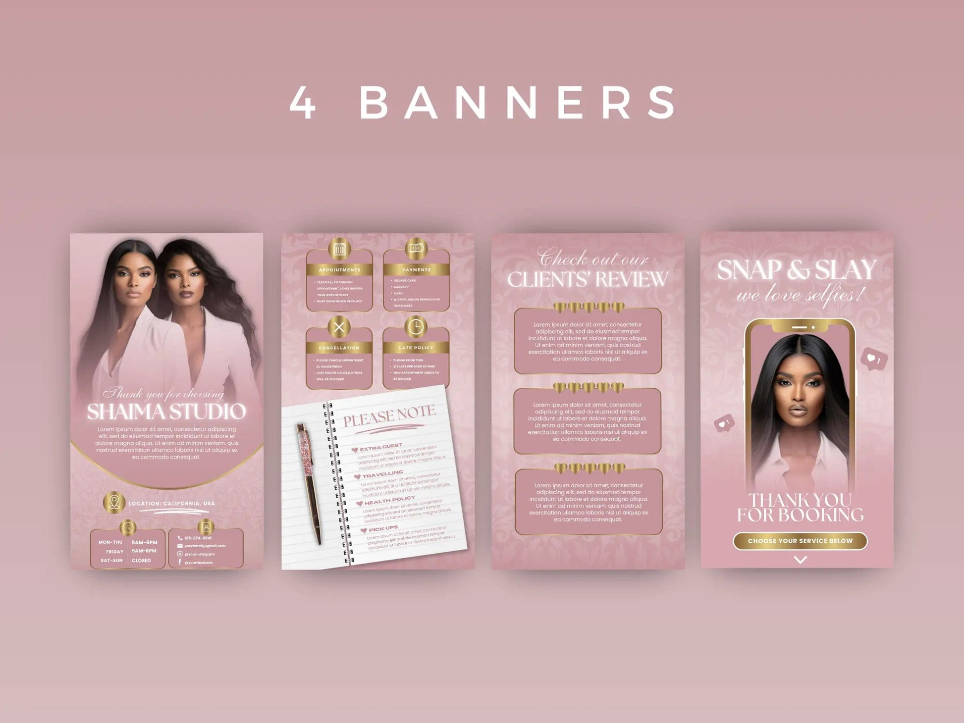 Rose Gold Feminine Acuity Site Template - Shaima Studio