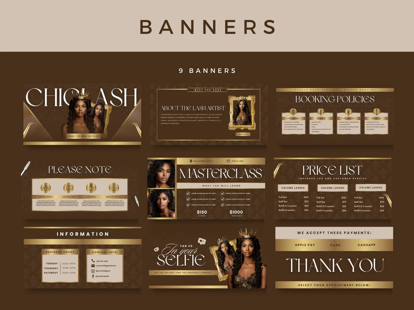 Brown & Gold Lash Tech Acuity Scheduling Site - Shaima Studio