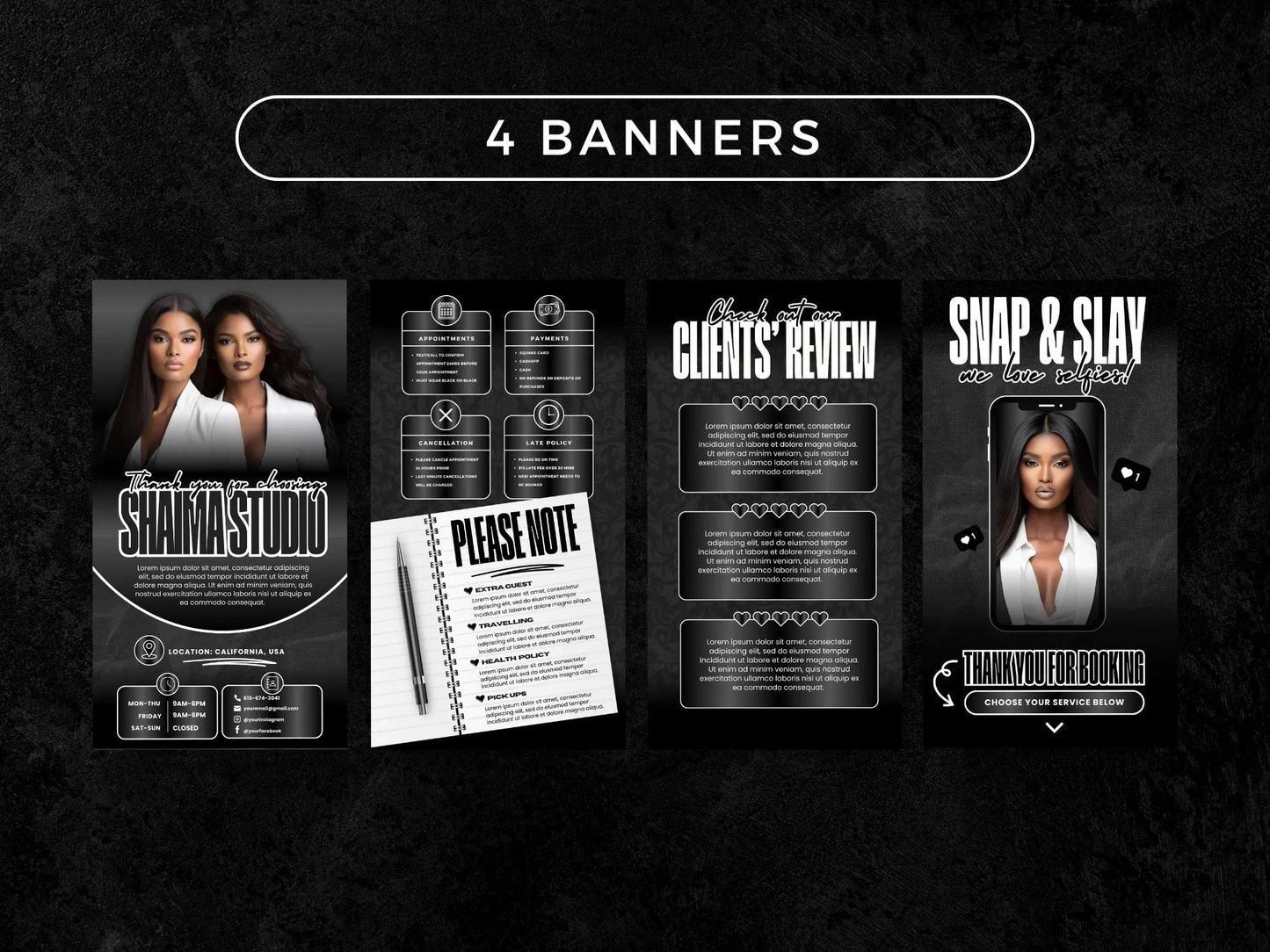 Black & White Acuity Scheduling Site - Shaima Studio