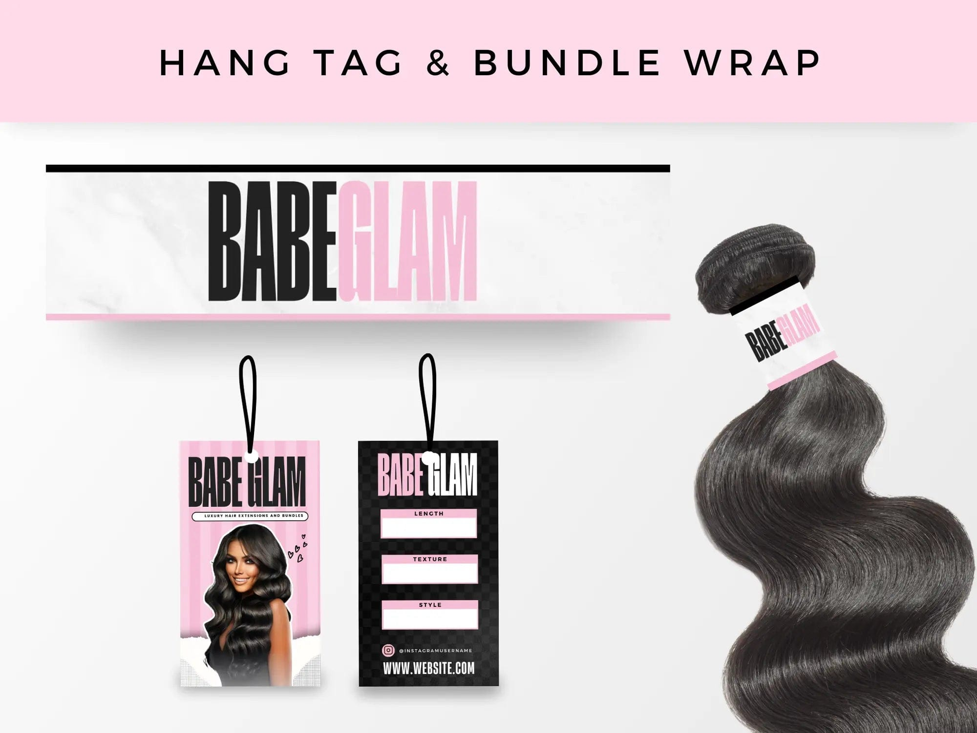 Pink Luxury Hair Branding Kit - Shaima Studio