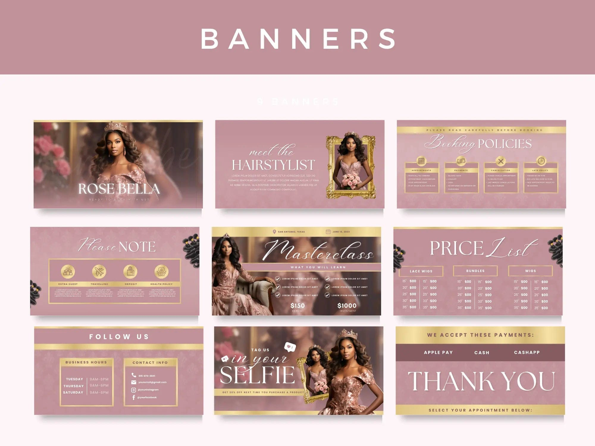 Rose Gold Hair Acuity Scheduling Site - Shaima Studio