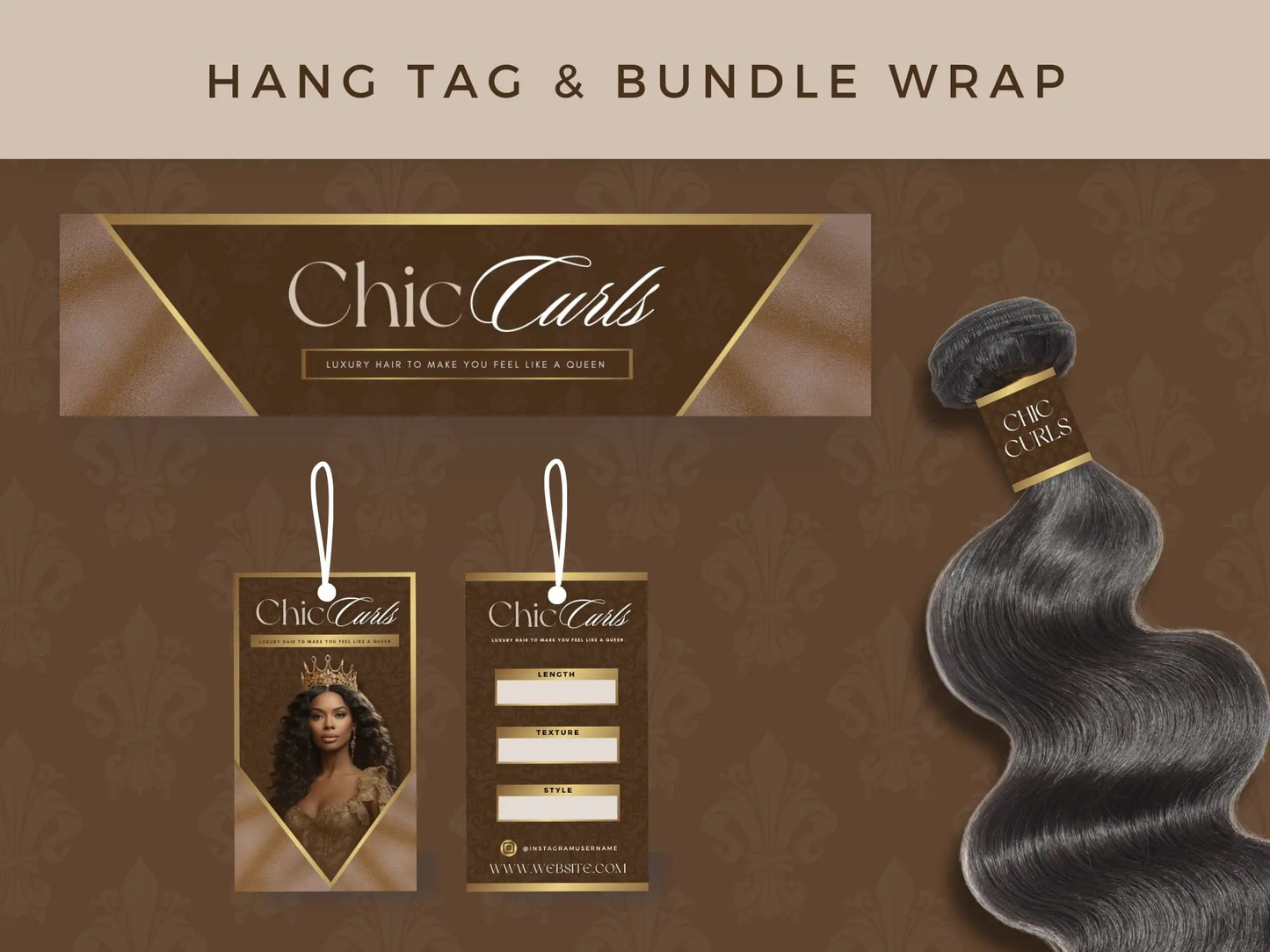 Brown & Gold Luxury Hair Branding Kit - Shaima Studio
