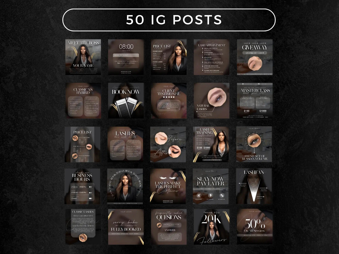 Minimal Black Lash Tech Instagram Kit - Shaima Studio